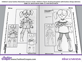 Fashion illustrations and sketches for 1-3-years-old girls.