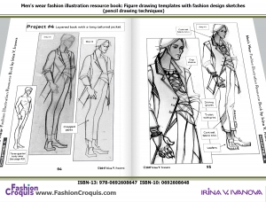 Examples of fashion sketching for menswear project.