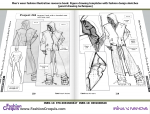 Examples of fashion sketching for menswear project.