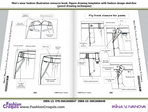 Gallery of details for pants and trousers with all seams and stiches.