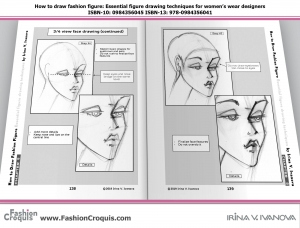 3/4 view face drawing in fashion figure drawing